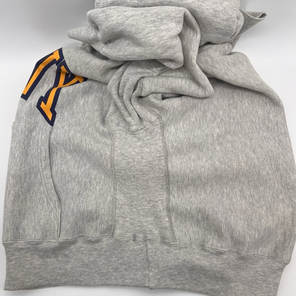 Vintage 80s 90s US Navy Pro Weave Hoodie Size Large Grey Pullover Sweatshirt - Picture 6 of 9